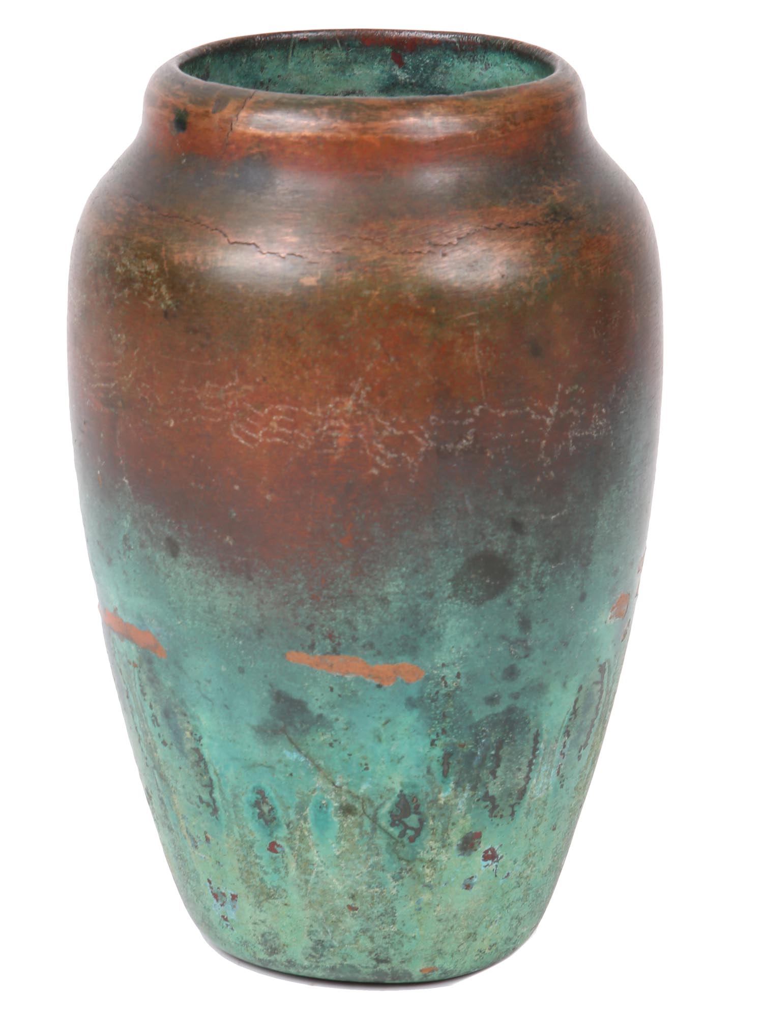 CHARLES WALTER CLEWELL COPPER CLAD POTTERY VASE PIC-